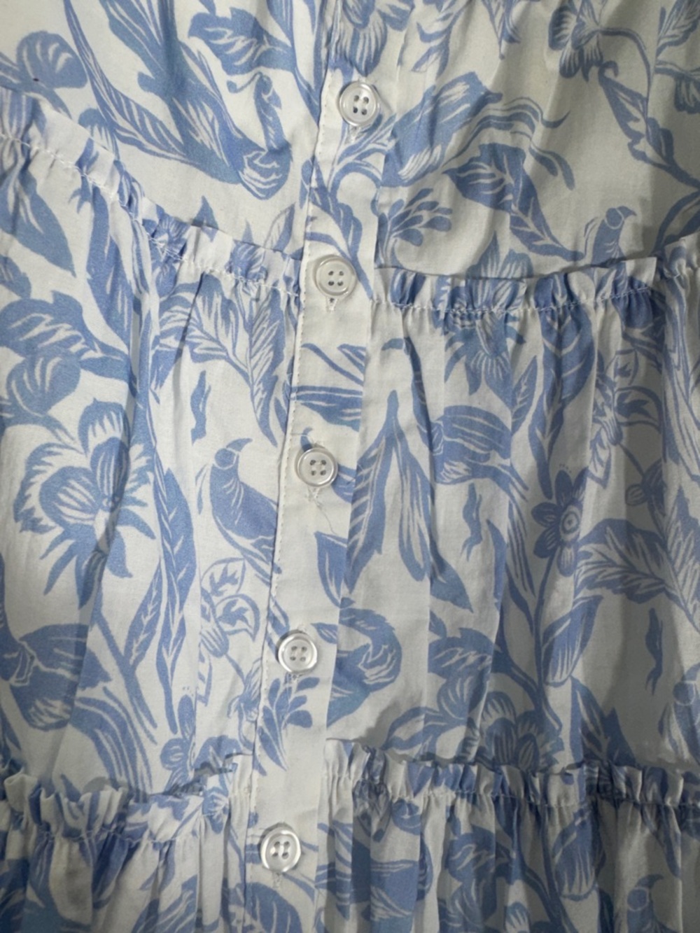 Blue Floral Tiered Button Mini Skirt - Picture 2 of 7